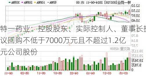 特一药业：控股股东、实际控制人、董事长提议回购不低于7000万元且不超过1.2亿元公司股份