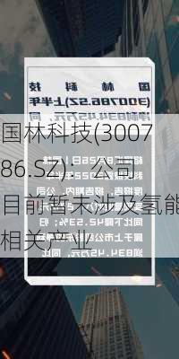 国林科技(300786.SZ)：公司目前暂未涉及氢能源相关产业