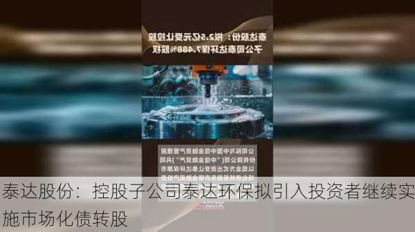 泰达股份：控股子公司泰达环保拟引入投资者继续实施市场化债转股