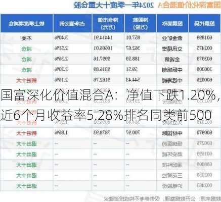 国富深化价值混合A：净值下跌1.20%，近6个月收益率5.28%排名同类前500