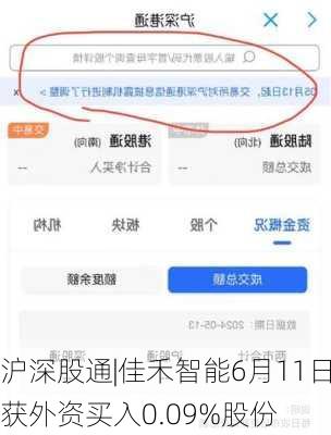 沪深股通|佳禾智能6月11日获外资买入0.09%股份