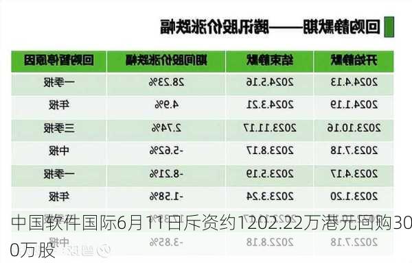 中国软件国际6月11日斥资约1202.22万港元回购300万股