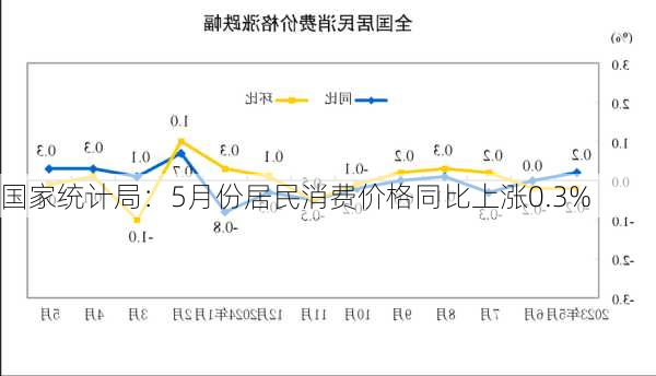 国家统计局：5月份居民消费价格同比上涨0.3%