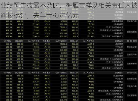 业绩预告披露不及时，梅雁吉祥及相关责任人被通报批评，去年亏损过亿元