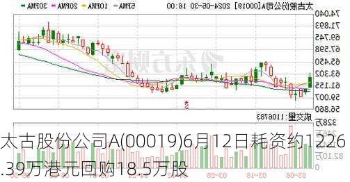 太古股份公司A(00019)6月12日耗资约1226.39万港元回购18.5万股