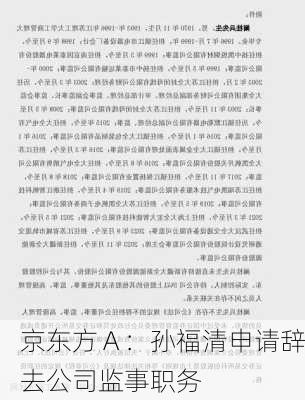 京东方Ａ：孙福清申请辞去公司监事职务