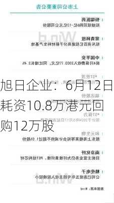 旭日企业：6月12日耗资10.8万港元回购12万股