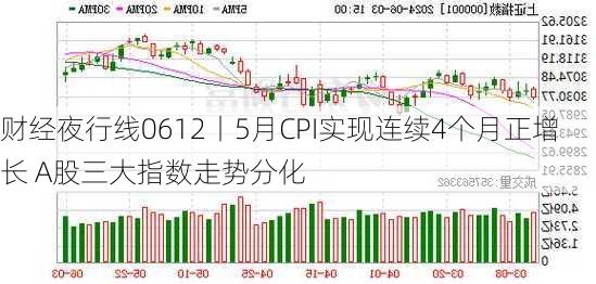 财经夜行线0612丨5月CPI实现连续4个月正增长 A股三大指数走势分化