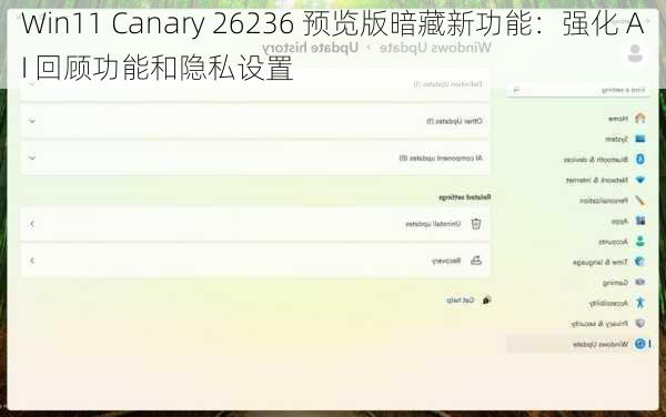 Win11 Canary 26236 预览版暗藏新功能：强化 AI 回顾功能和隐私设置