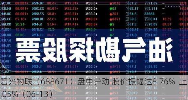 碧兴物联（688671）盘中异动 股价振幅达8.76%  上涨8.05%（06-13）