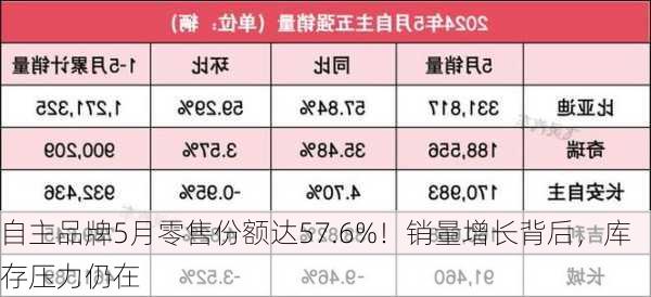 自主品牌5月零售份额达57.6%！销量增长背后，库存压力仍在