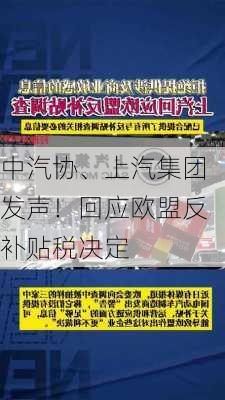 中汽协、上汽集团发声！回应欧盟反补贴税决定