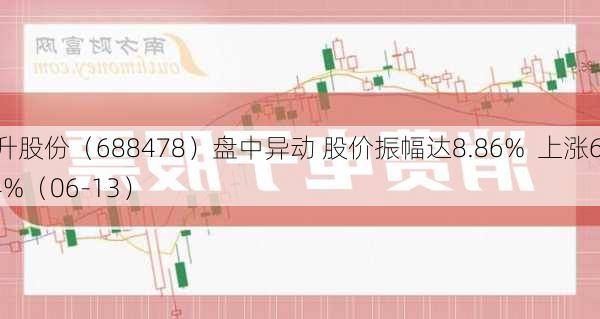 晶升股份（688478）盘中异动 股价振幅达8.86%  上涨6.94%（06-13）