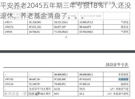 平安养老2045五年期三年亏损18％！人还没退休，养老基金清盘了。。。