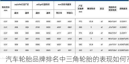 汽车轮胎品牌排名中三角轮胎的表现如何？