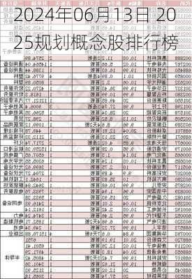 2024年06月13日 2025规划概念股排行榜