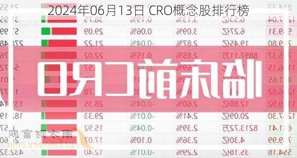 2024年06月13日 CRO概念股排行榜