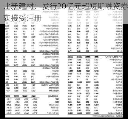 北新建材：发行20亿元超短期融资券获接受注册