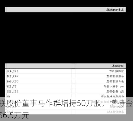 华联股份董事马作群增持50万股，增持金额56.5万元