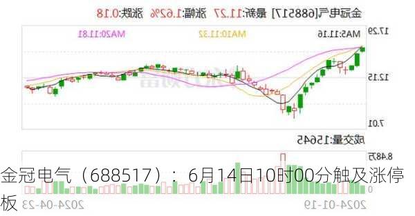 金冠电气（688517）：6月14日10时00分触及涨停板