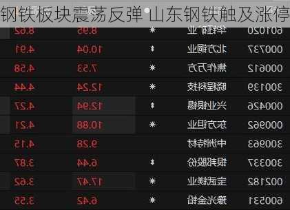 钢铁板块震荡反弹 山东钢铁触及涨停