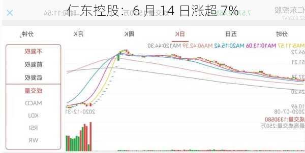 仁东控股：6 月 14 日涨超 7%