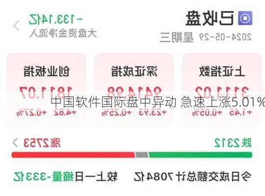 中国软件国际盘中异动 急速上涨5.01%