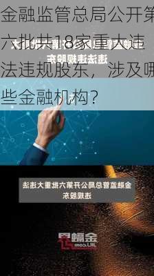 金融监管总局公开第六批共18家重大违法违规股东，涉及哪些金融机构？