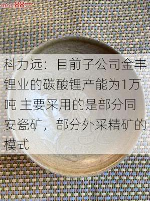 科力远：目前子公司金丰锂业的碳酸锂产能为1万吨 主要采用的是部分同安瓷矿，部分外采精矿的模式