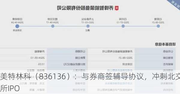 美特林科（836136）：与券商签辅导协议，冲刺北交所IPO