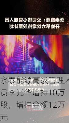 永泰能源高级管理人员李光华增持10万股，增持金额12万元