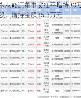 永泰能源董事窦红平增持30万股，增持金额36.3万元