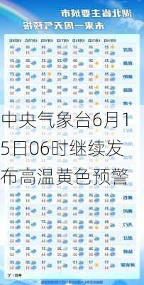 中央气象台6月15日06时继续发布高温黄色预警