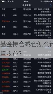 基金持仓减仓怎么计算收益？