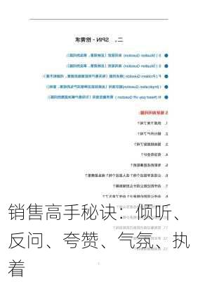 销售高手秘诀：倾听、反问、夸赞、气氛、执着