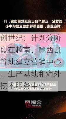 创世纪：计划分阶段在越南、墨西哥等地建立营销中心、生产基地和海外技术服务中心