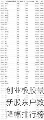 创业板股最新股东户数降幅排行榜