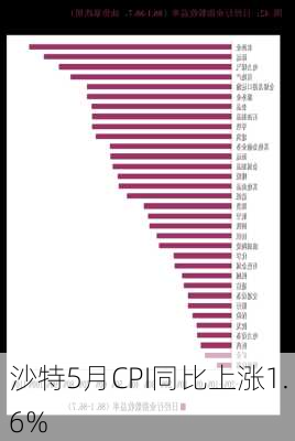 沙特5月CPI同比上涨1.6%