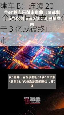 建车 B：连续 20 个交易日收盘市值低于 3 亿或被终止上市