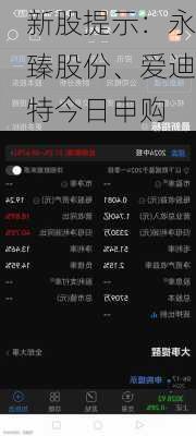新股提示：永臻股份、爱迪特今日申购