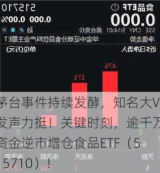 茅台事件持续发酵，知名大V发声力挺！关键时刻，逾千万资金逆市增仓食品ETF（515710）！