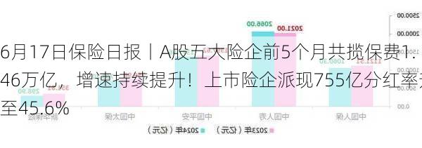 6月17日保险日报丨A股五大险企前5个月共揽保费1.46万亿，增速持续提升！上市险企派现755亿分红率升至45.6%