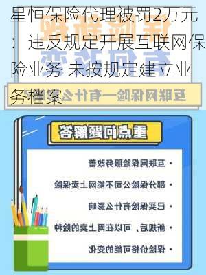 星恒保险代理被罚2万元：违反规定开展互联网保险业务 未按规定建立业务档案