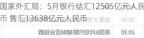 国家外汇局：5月银行结汇12505亿元人民币 售汇13638亿元人民币