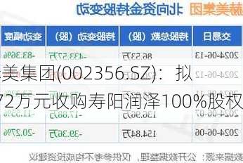 赫美集团(002356.SZ)：拟672万元收购寿阳润泽100%股权