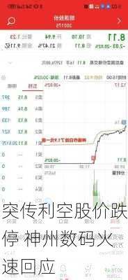 突传利空股价跌停 神州数码火速回应