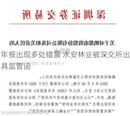 年报出现多处错漏 永安林业被深交所出具监管函