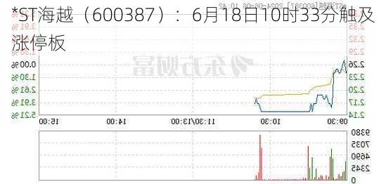 *ST海越（600387）：6月18日10时33分触及涨停板