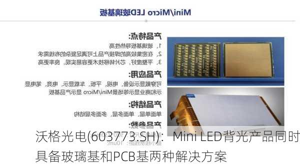 沃格光电(603773.SH)：Mini LED背光产品同时具备玻璃基和PCB基两种解决方案