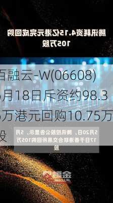 百融云-W(06608)6月18日斥资约98.36万港元回购10.75万股